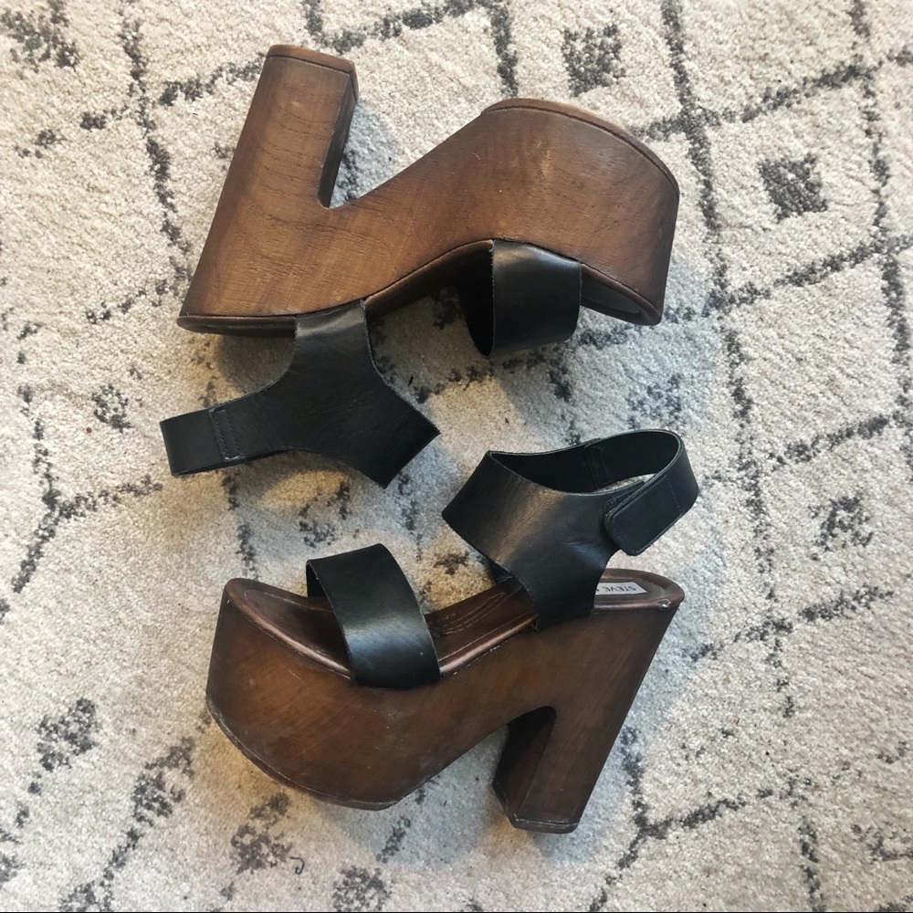 Steve Madden platform block heel wooden sandals